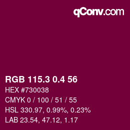 カラーコード: RGB 115.3 0.4 56 | qconv.com