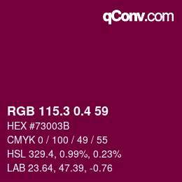 カラーコード: RGB 115.3 0.4 59 | qconv.com