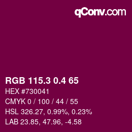 カラーコード: RGB 115.3 0.4 65 | qconv.com