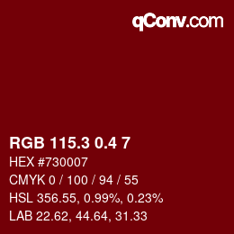 カラーコード: RGB 115.3 0.4 7 | qconv.com