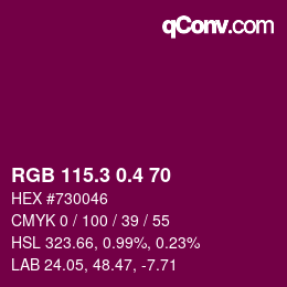 カラーコード: RGB 115.3 0.4 70 | qconv.com