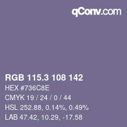 カラーコード: RGB 115.3 108 142 | qconv.com
