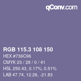カラーコード: RGB 115.3 108 150 | qconv.com