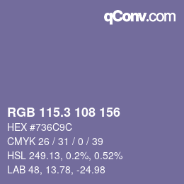 カラーコード: RGB 115.3 108 156 | qconv.com