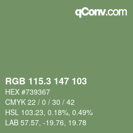カラーコード: RGB 115.3 147 103 | qconv.com