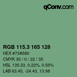 カラーコード: RGB 115.3 165 128 | qconv.com