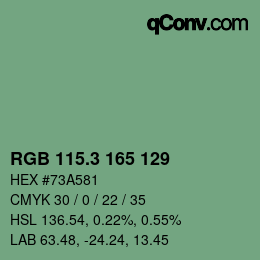 カラーコード: RGB 115.3 165 129 | qconv.com