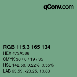 カラーコード: RGB 115.3 165 134 | qconv.com