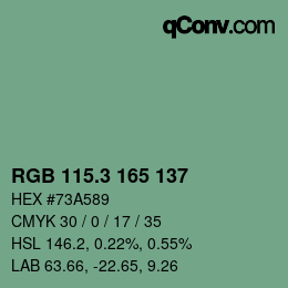 カラーコード: RGB 115.3 165 137 | qconv.com
