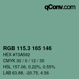 カラーコード: RGB 115.3 165 146 | qconv.com
