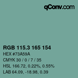 カラーコード: RGB 115.3 165 154 | qconv.com