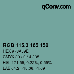 カラーコード: RGB 115.3 165 158 | qconv.com