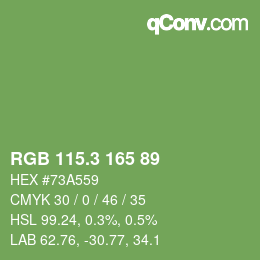 カラーコード: RGB 115.3 165 89 | qconv.com