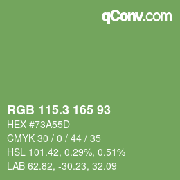 カラーコード: RGB 115.3 165 93 | qconv.com