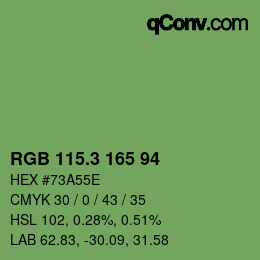 カラーコード: RGB 115.3 165 94 | qconv.com