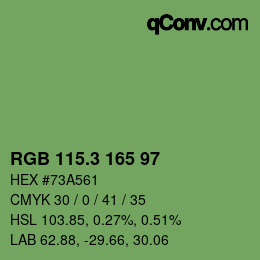カラーコード: RGB 115.3 165 97 | qconv.com