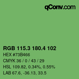カラーコード: RGB 115.3 180.4 102 | qconv.com