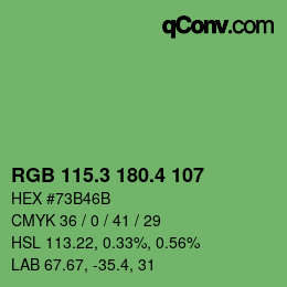 カラーコード: RGB 115.3 180.4 107 | qconv.com