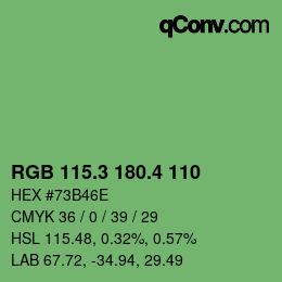 カラーコード: RGB 115.3 180.4 110 | qconv.com