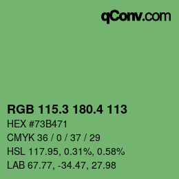 カラーコード: RGB 115.3 180.4 113 | qconv.com