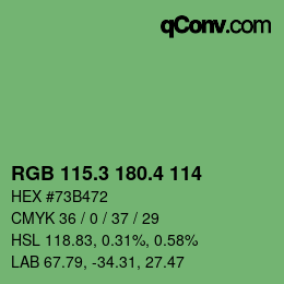 カラーコード: RGB 115.3 180.4 114 | qconv.com