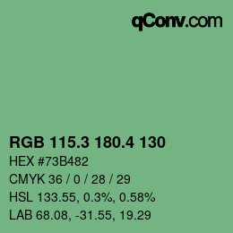 カラーコード: RGB 115.3 180.4 130 | qconv.com