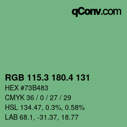 カラーコード: RGB 115.3 180.4 131 | qconv.com