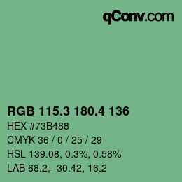 カラーコード: RGB 115.3 180.4 136 | qconv.com