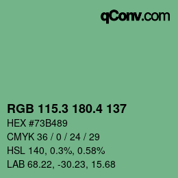 カラーコード: RGB 115.3 180.4 137 | qconv.com