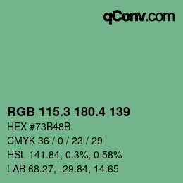 カラーコード: RGB 115.3 180.4 139 | qconv.com