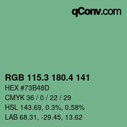 カラーコード: RGB 115.3 180.4 141 | qconv.com