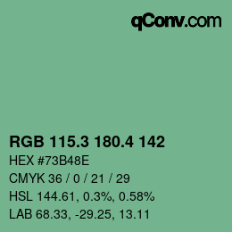 カラーコード: RGB 115.3 180.4 142 | qconv.com
