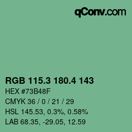 カラーコード: RGB 115.3 180.4 143 | qconv.com