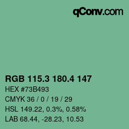カラーコード: RGB 115.3 180.4 147 | qconv.com