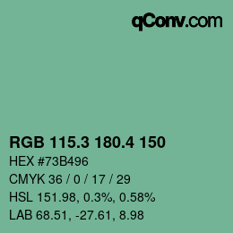 カラーコード: RGB 115.3 180.4 150 | qconv.com