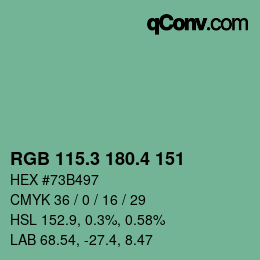 カラーコード: RGB 115.3 180.4 151 | qconv.com