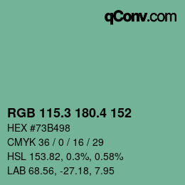 カラーコード: RGB 115.3 180.4 152 | qconv.com