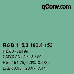 カラーコード: RGB 115.3 180.4 153 | qconv.com