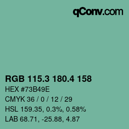 カラーコード: RGB 115.3 180.4 158 | qconv.com