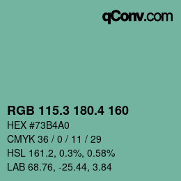 カラーコード: RGB 115.3 180.4 160 | qconv.com