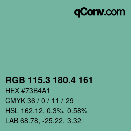 カラーコード: RGB 115.3 180.4 161 | qconv.com