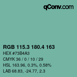 カラーコード: RGB 115.3 180.4 163 | qconv.com