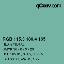 カラーコード: RGB 115.3 180.4 165 | qconv.com