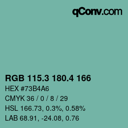 カラーコード: RGB 115.3 180.4 166 | qconv.com