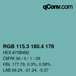カラーコード: RGB 115.3 180.4 178 | qconv.com
