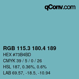 カラーコード: RGB 115.3 180.4 189 | qconv.com