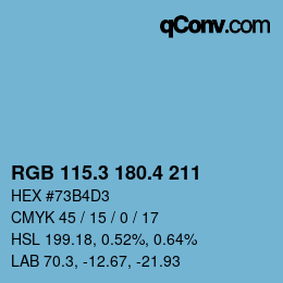 カラーコード: RGB 115.3 180.4 211 | qconv.com