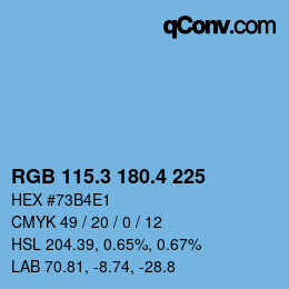 カラーコード: RGB 115.3 180.4 225 | qconv.com
