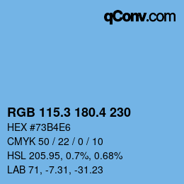 カラーコード: RGB 115.3 180.4 230 | qconv.com