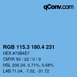 カラーコード: RGB 115.3 180.4 231 | qconv.com